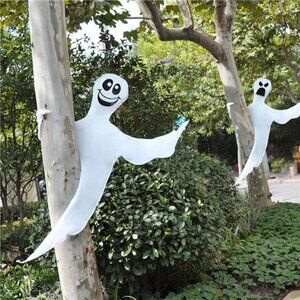 2 Pack 53" Halloween Bendable Tree Wrap Ghost for Halloween Decoration Outdoor
